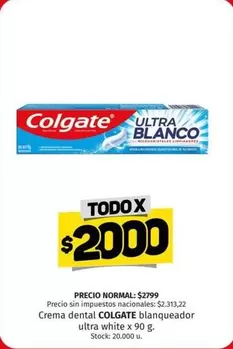 Colgate - Crema dental blanqueadora ultra white