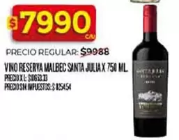 Santa Julia - VINO RESERVA MALBEC