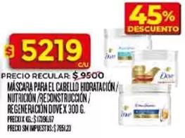 Dove - MASCARA PARA EL CABELLO HIDRATACION/NUTRICION/RECONSTRUCCION/REGENERACION