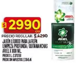 Ariel - JABÓN LÍQUIDO PARA LA ROPA LIMPIEZA PROFUNDA / QUITAMANCHAS