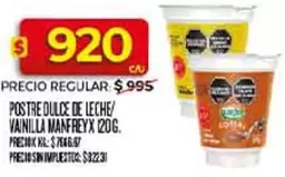 Manfrey - POSTRE DULCE DE LECHE/VAINILLA MANFREY X 120G