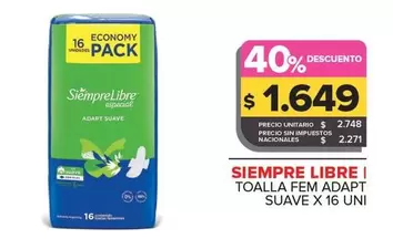 Siempre Libre - TOALLA FEM ADAPT SUAVE