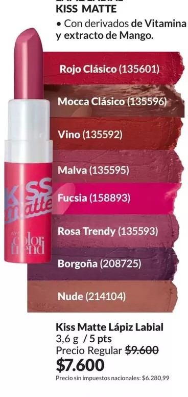 Rojo - Kiss Matte Lápiz Labial