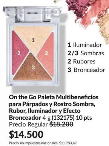 Efecto - On the Go Paleta Multibeneficios para Párpados y Rostro Sombra, Rubor, Iluminador y  Bronceador 4 g (132175)