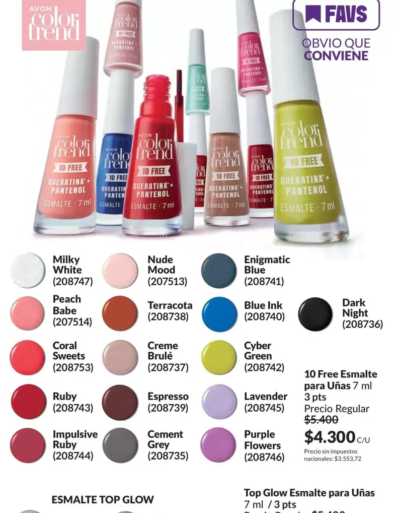 Avon - ESMALTE TOP GLOW