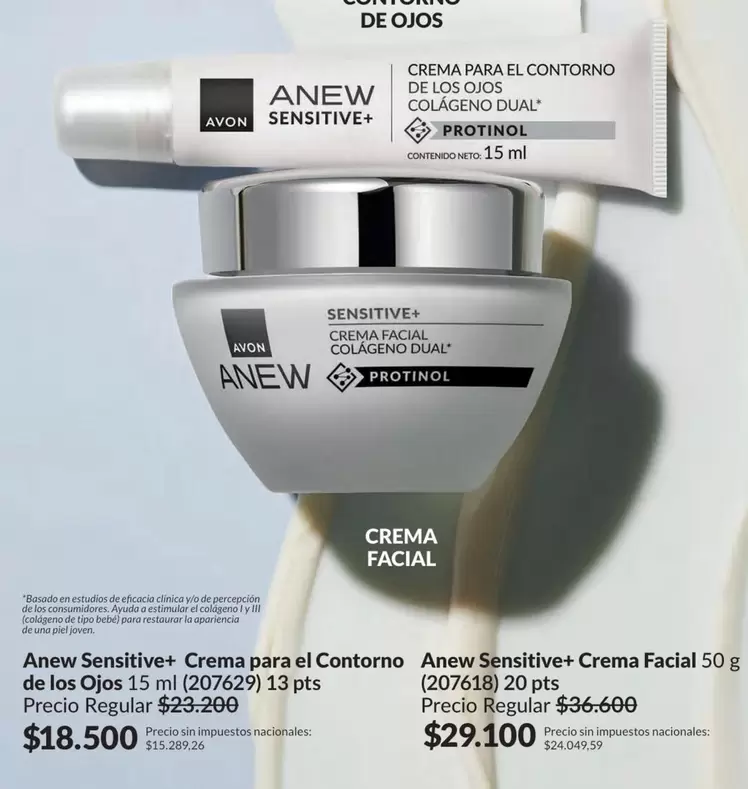Anew - Sensitive+ Crema para el Contorno de los Ojos 15 ml (207629) y Crema Facial 50 g (207618)