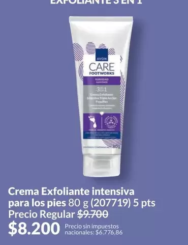 Avon - Crema Exfoliante intensiva para los pies 80 g (207719) 5 pts
