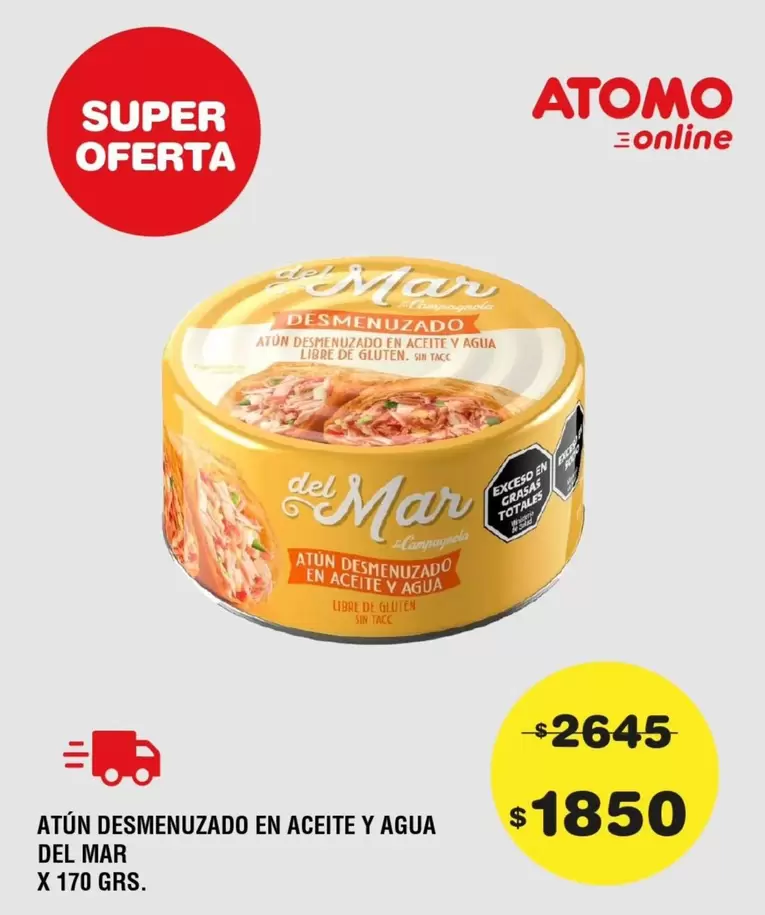 Atomo - ATÚN DESMENUZADO EN ACEITE Y AGUA