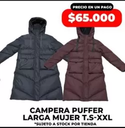 CAMPERA PUFFER LARGA MUJER T.S-XXL