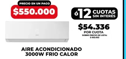 AIRE ACONDICIONADO 3000W FRIO CALOR