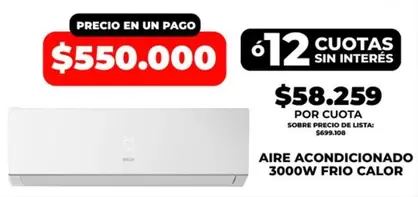 AIRE ACONDICIONADO 3000W FRIO CALOR