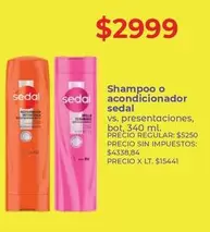 Sedal - Shampoo o Acondicionador