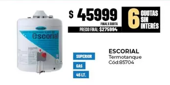 Escorial - Termotanque Cód:85704
