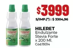 Hileret - Endulzante Stevia Forte x 200 Ml. Cód:19314