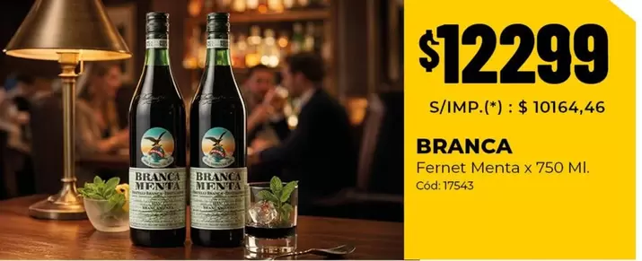 Branca - Fernet Menta x 750 Ml. Cód. 17543