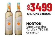 Norton - Vino Cosecha Tardía x 750 Ml. Cód:45407