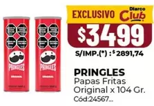 Pringles - Papas Fritas Original x 104 Gr. Cód:24567
