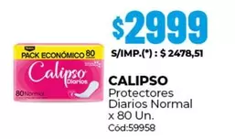 Calipso - Protectores Diarios Normal x 80 Un. Cód:59958