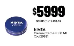 Nivea - Crema Creme x 150 Ml. Cód:29381