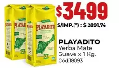 Playadito - Yerba Mate Suave x 1 Kg. Cód:18093