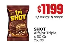 Tri - Alfajor ple x 60 Gr. Cód:93
