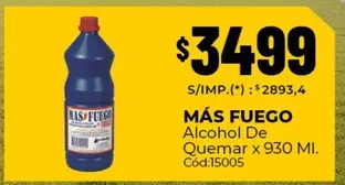 Mas - Alcohol De Quemar x 930 Ml. Cód:15005