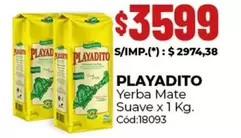 Playadito - Yerba Mate Suave x 1 Kg. Cód:18093