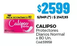 Calipso - Protectores Diarios Normal x 80 Un. Cód:59958