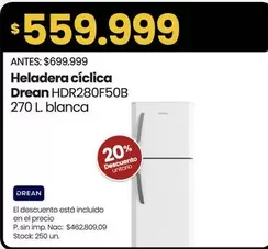 Drean - Heladera cíclica HDR280F50B 270 L blanca
