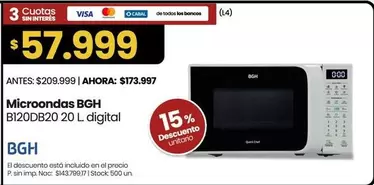BGH - Microondas BI20DB20 20 L digital