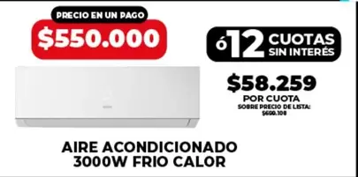 AIRE ACONDICIONADO 3000W FRIO CALOR