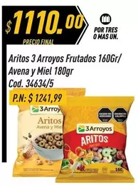 3 Arroyos - Aritos Frutados 160Gr/ Avena y Miel 180gr Cod. 34634/5