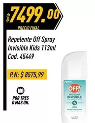 Off - Repelente  Spray Invisible Kids 113ml Cod. 45449