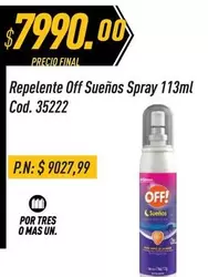 Off - Repelente  Sueños Spray 113ml Cod. 35222