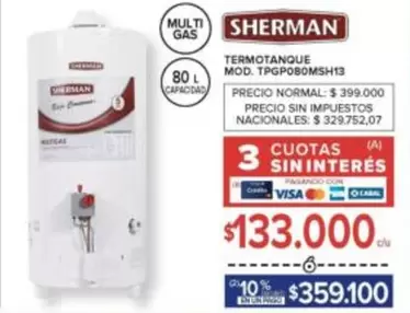 sherman - TERMOTANQUE MOD. TPGP080MSH13