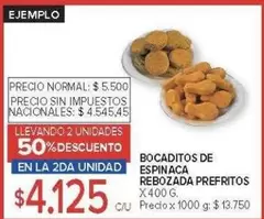 X$ - BOCADITOS DE ESPINACA REBOZADA PREFRITOS