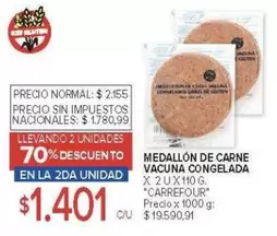 Carrefour - MEDALLÓN DE CARNE VACUNA CONGELADA