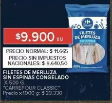 Carrefour - FILETES DE MERLUZA SIN ESPINAS CONGELADO