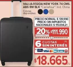 Carrefour - VALIJA RÍGIDA NEW YORK 74 CMS. ABS 8W BLK