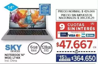Intel - NOTEBOOK 14" MOD. LT14X