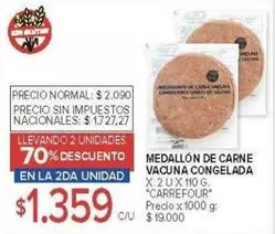 Carrefour - Medallón de Carne Vacuna Congelada