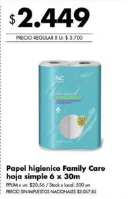 X$ - Papel higienico hoja simple