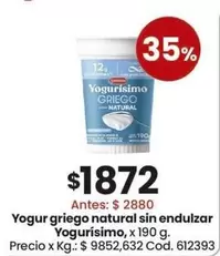 Yogurísimo - Yogur griego natural sin endulzar