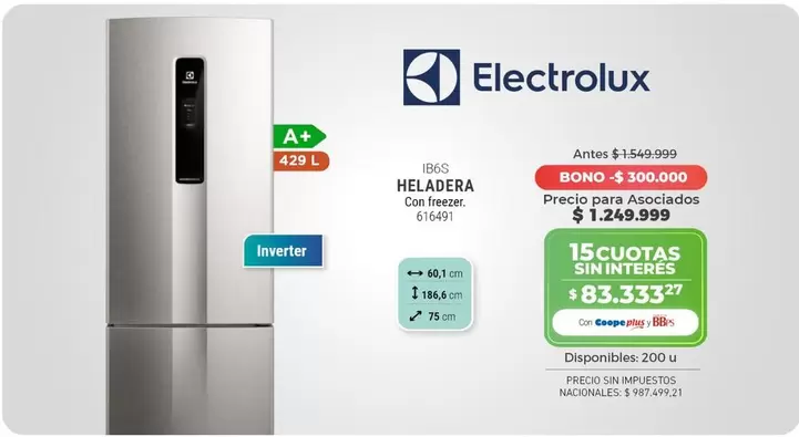 Electrolux - HELADERA Con freezer