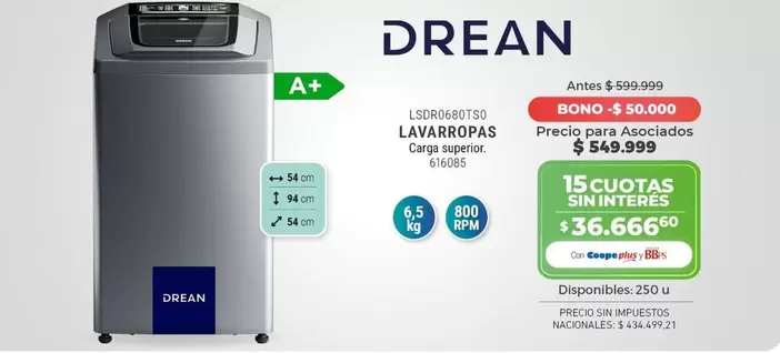 Drean - LAVARROPAS Carga superior