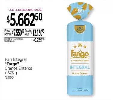 fargo - Pan Integral Granos Enteros