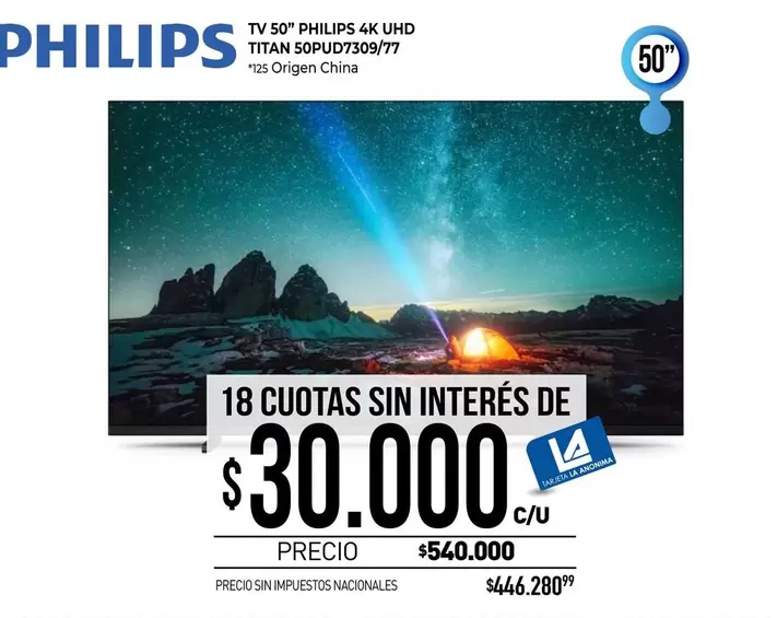 Philips - TV 50" PHILIPS 4K UHD TITAN 50PUD7309/77