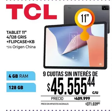 TCL - TABLET 11" 4/128 GB +FLIPCASE+KB