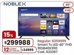 Noblex - Smart Tv LED 40" FHD 91DB40X3110
