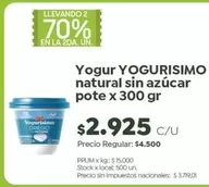 Yogurísimo - Yogur natural sin azucar pote